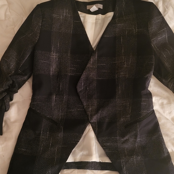 H&M coordinated set blazer & pants tartan black/off white size 8 nwot - Picture 8 of 16